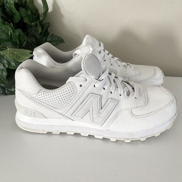 New Balance 574 Sneakers Mens 8.5 Classics White Exotic Croc Leather ML574WEX